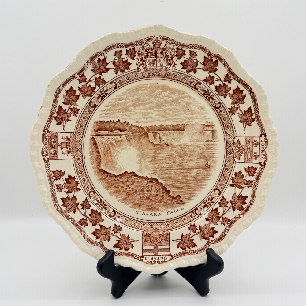 Masons Ironstone Niagara Falls Canada Plate 1920s 1930s Brown Transferware - Picture 8 of 8
